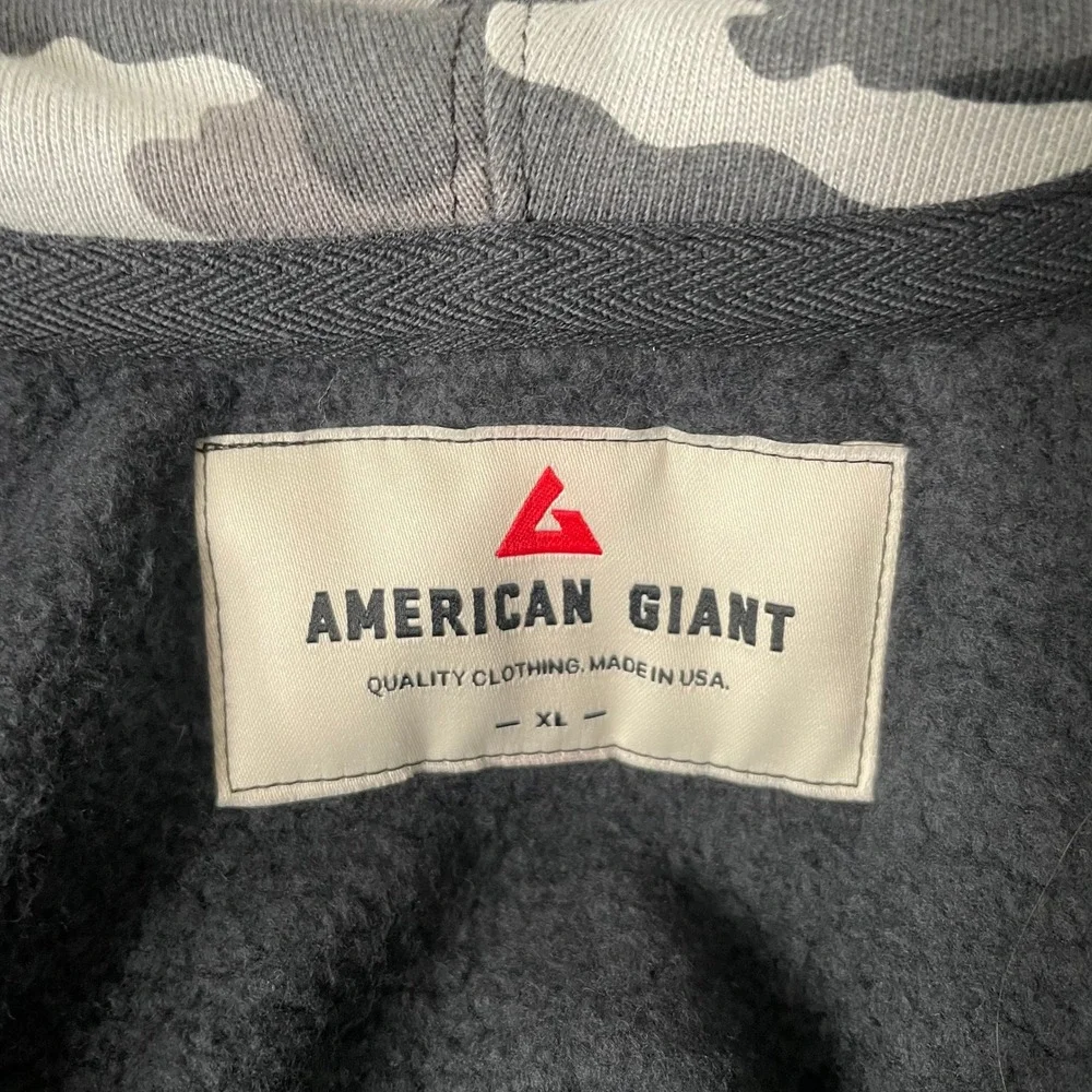 NEW American Giant Womens Raglan Classic Zip 2.0 Hoodie Sweatshirt Black Camo XL
